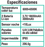 Farola solar 48 LED COB para exterior